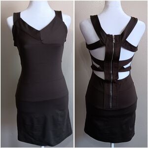 Fairy Grunge Olive Green Tight Strappy Mini Dress Size Small, Body Hugging Fit